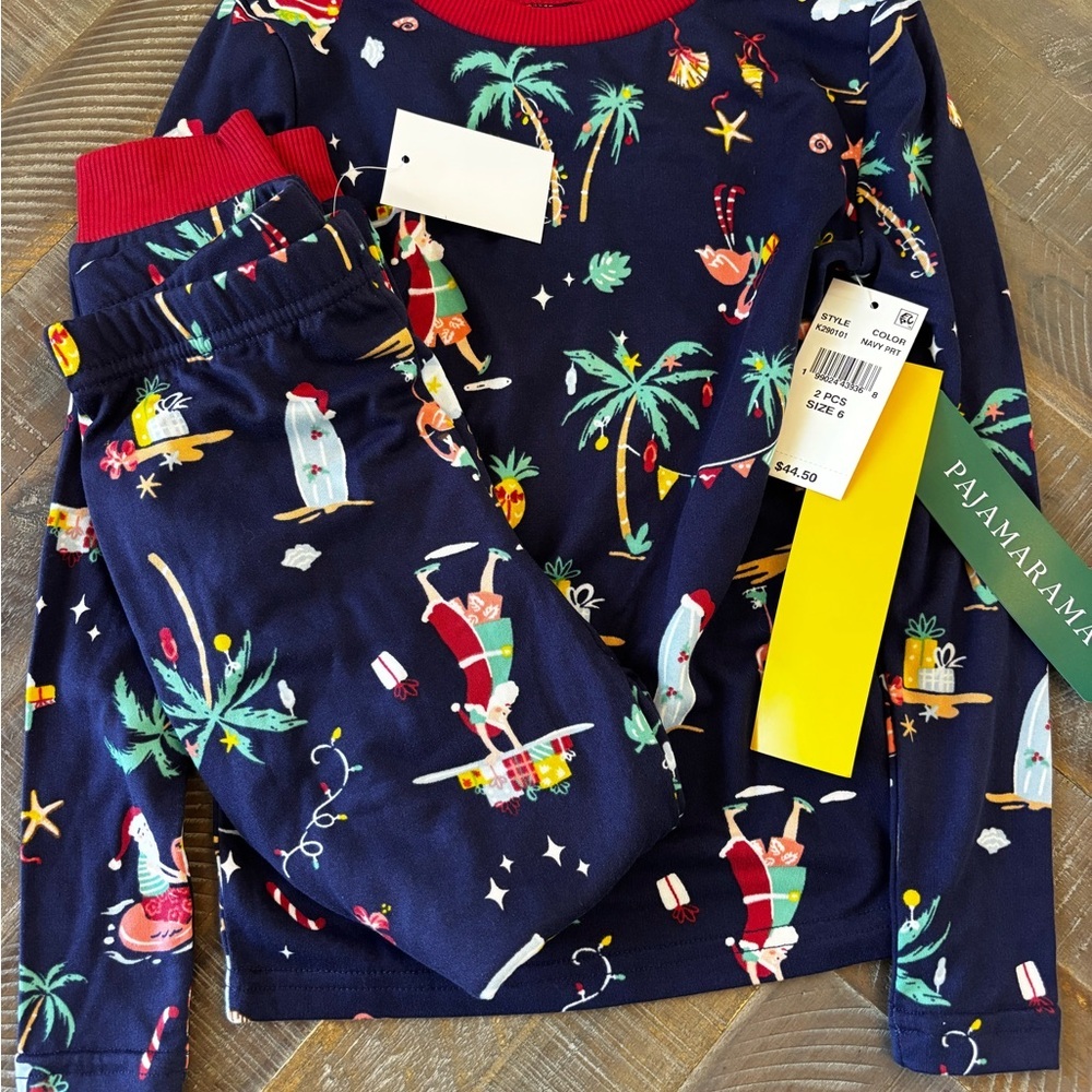 Kids Pajamarama PJ Set - Navy Tropical Christmas - Size 6 - NWT